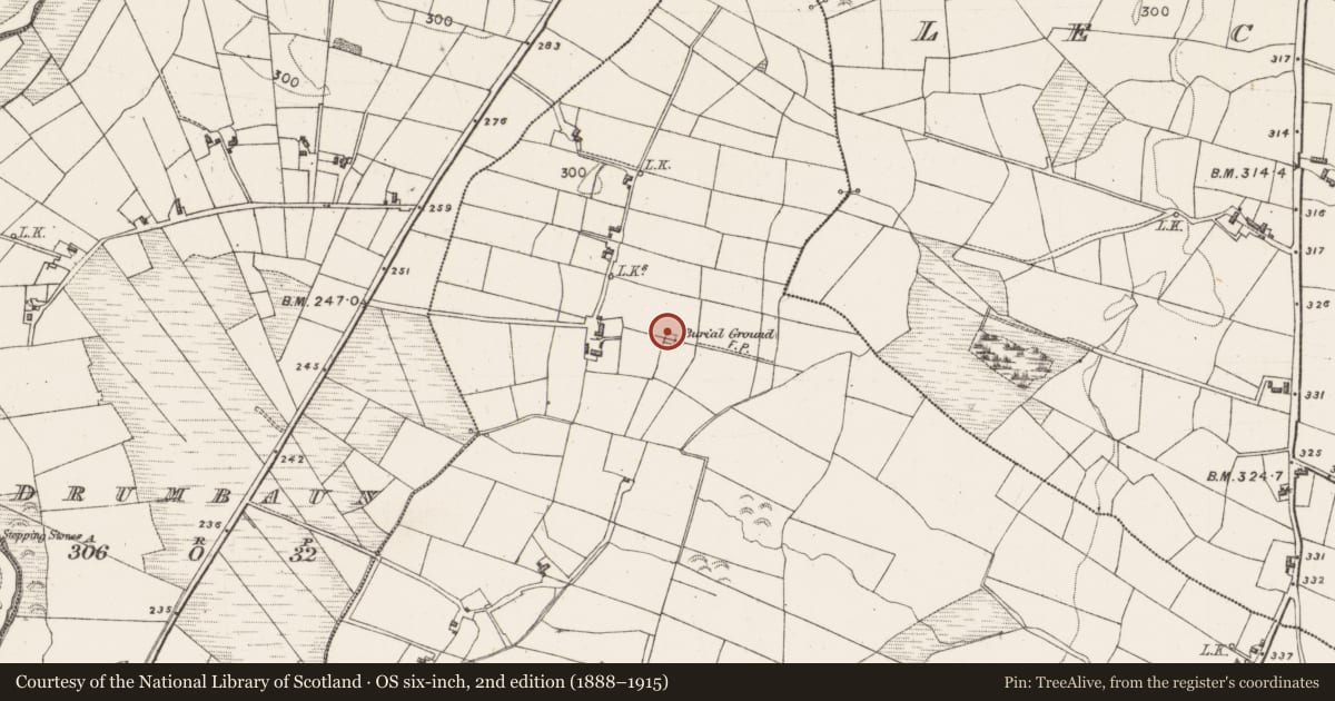 Ordnance Survey six-inch map, 2nd edition (1888–1915) covering the location of Church, Grallagh, County Mayo, with a pin at the register's coordinates