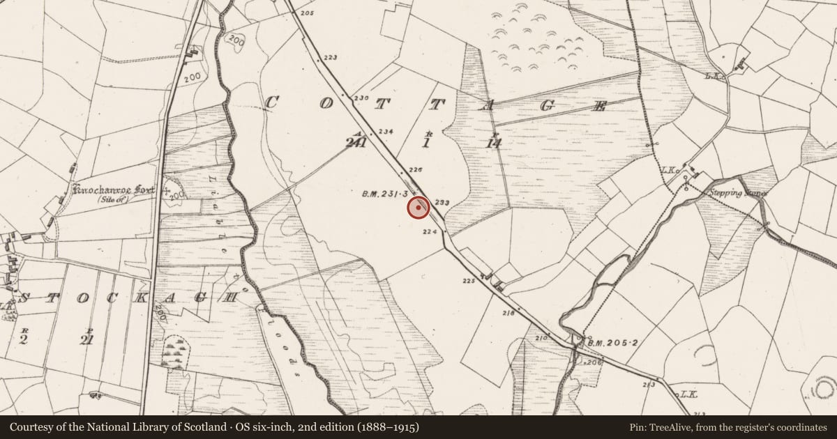 Ordnance Survey six-inch map, 2nd edition (1888–1915) covering the location of Enclosure, Cottage, County Mayo, with a pin at the register's coordinates