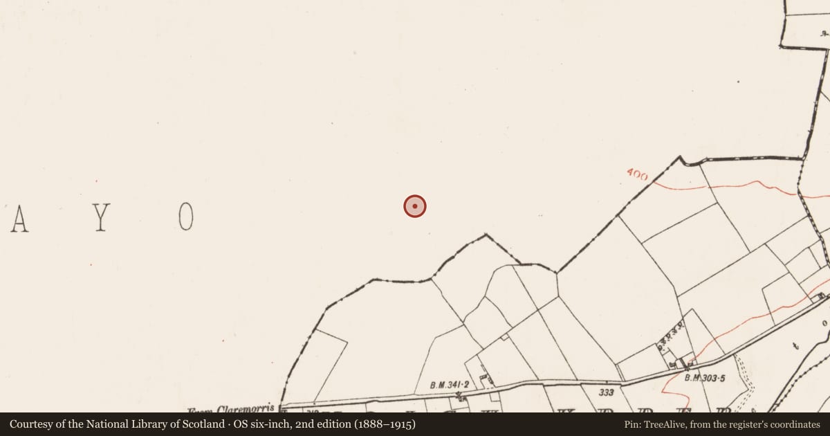 Ordnance Survey six-inch map, 2nd edition (1888–1915) covering the location of Ringfort - unclassified, Ballyglass Middle, County Mayo, with a pin at the register's coordinates