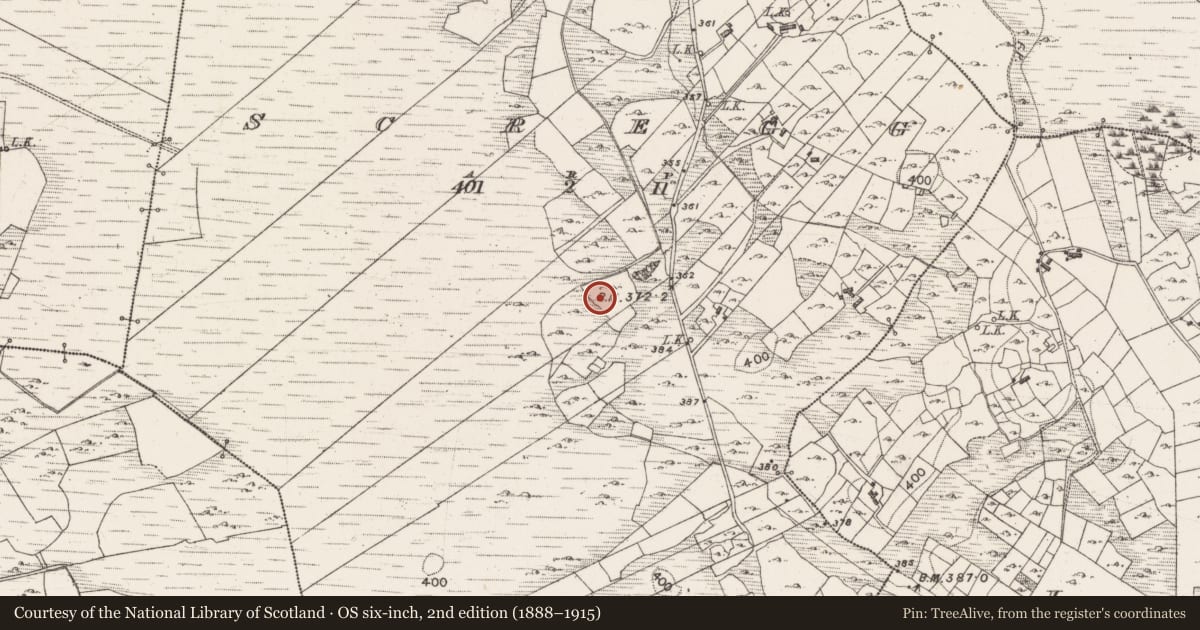 Ordnance Survey six-inch map, 2nd edition (1888–1915) covering the location of Earthwork, Scregg (Costello By., Annagh Par.), County Mayo, with a pin at the register's coordinates