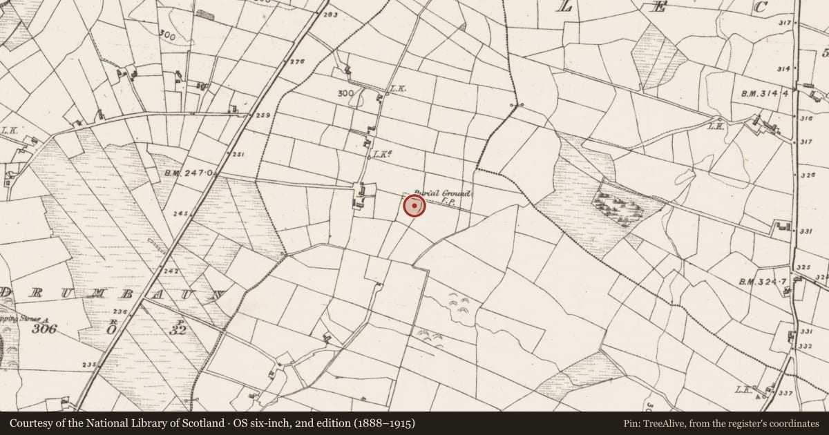 Ordnance Survey six-inch map, 2nd edition (1888–1915) covering the location of Burnt mound, Grallagh, County Mayo, with a pin at the register's coordinates