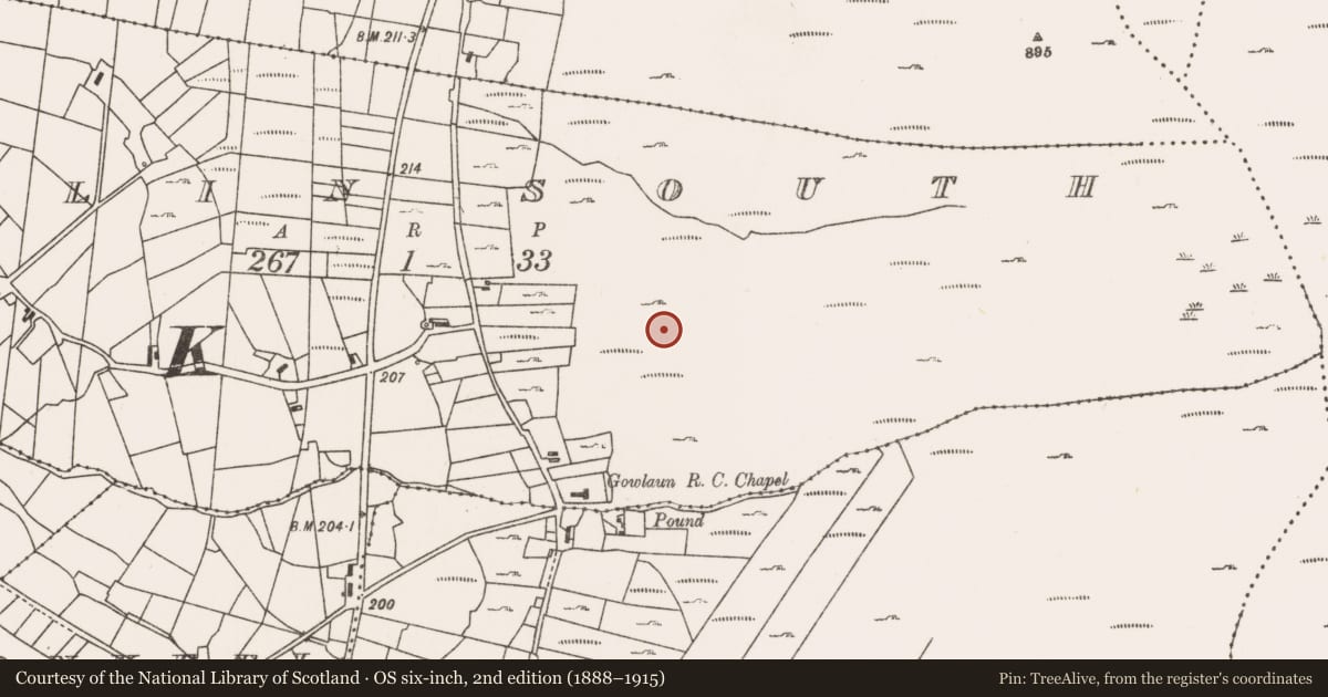 Ordnance Survey six-inch map, 2nd edition (1888–1915) covering the location of Structure, Devlin South, County Mayo, with a pin at the register's coordinates
