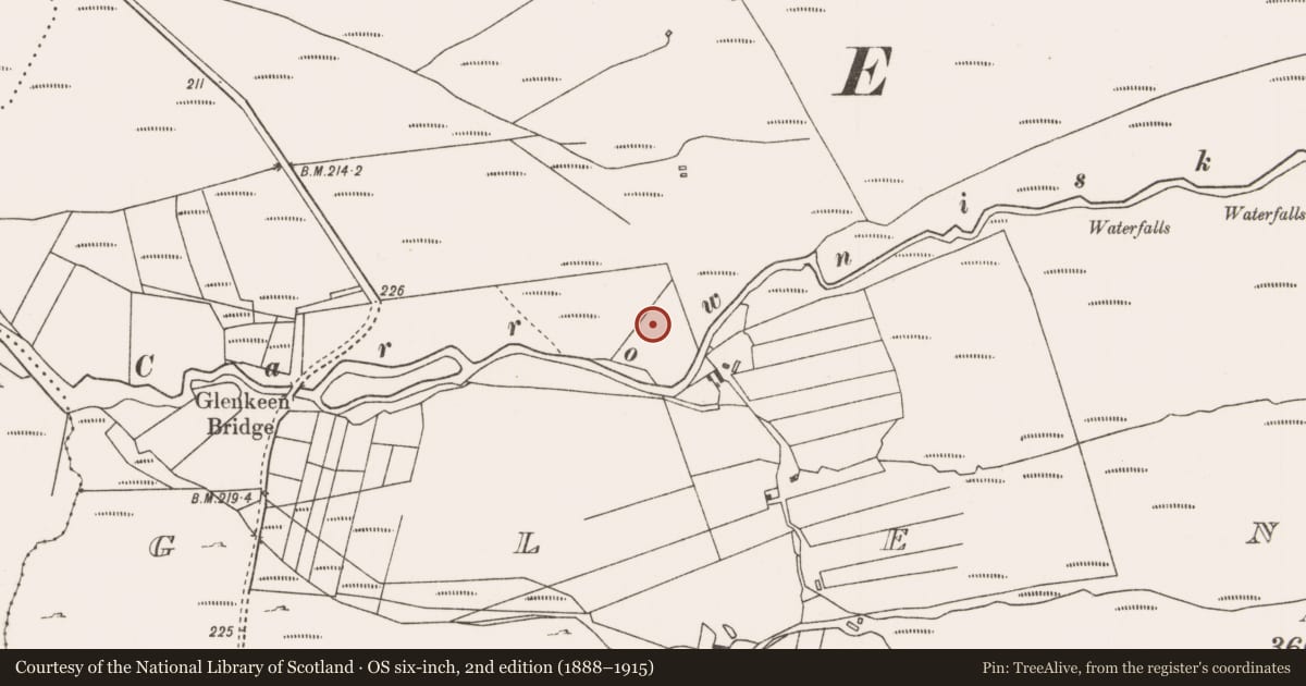 Ordnance Survey six-inch map, 2nd edition (1888–1915) covering the location of House - indeterminate date, Glenkeen, County Mayo, with a pin at the register's coordinates