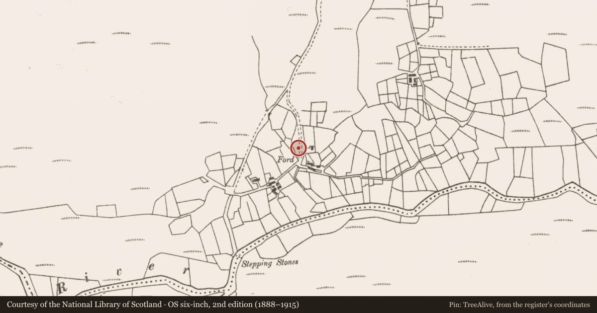 Ordnance Survey six-inch map, 2nd edition (1888–1915) covering the location of Fulacht fia, Derryherbert, County Mayo, with a pin at the register's coordinates