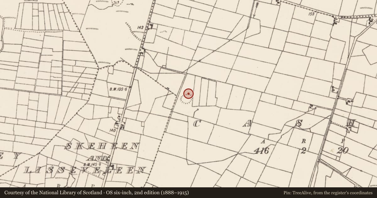 Ordnance Survey six-inch map, 2nd edition (1888–1915) covering the location of Field boundary, Cashel, County Mayo, with a pin at the register's coordinates