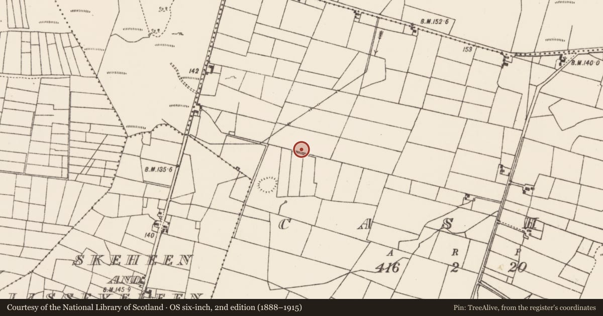 Ordnance Survey six-inch map, 2nd edition (1888–1915) covering the location of Enclosure, Cashel, County Mayo, with a pin at the register's coordinates