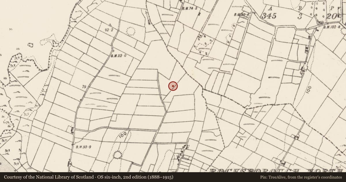 Ordnance Survey six-inch map, 2nd edition (1888–1915) covering the location of Enclosure, Cloonee, County Mayo, with a pin at the register's coordinates