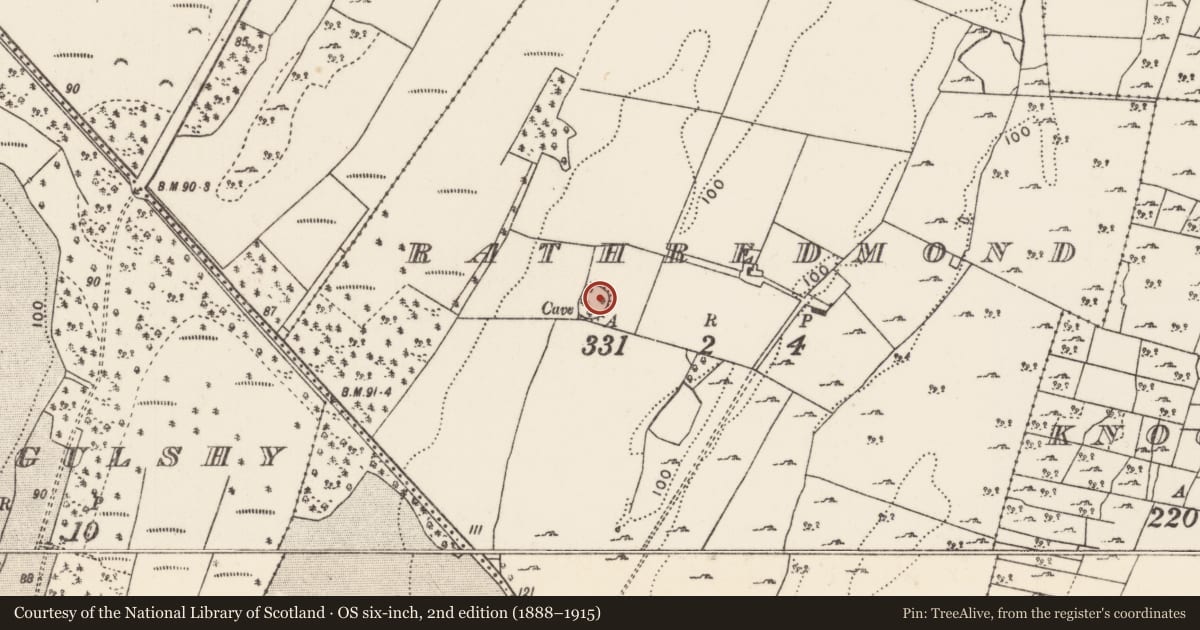 Ordnance Survey six-inch map, 2nd edition (1888–1915) covering the location of Ringfort - rath, Rathredmond, County Mayo, with a pin at the register's coordinates