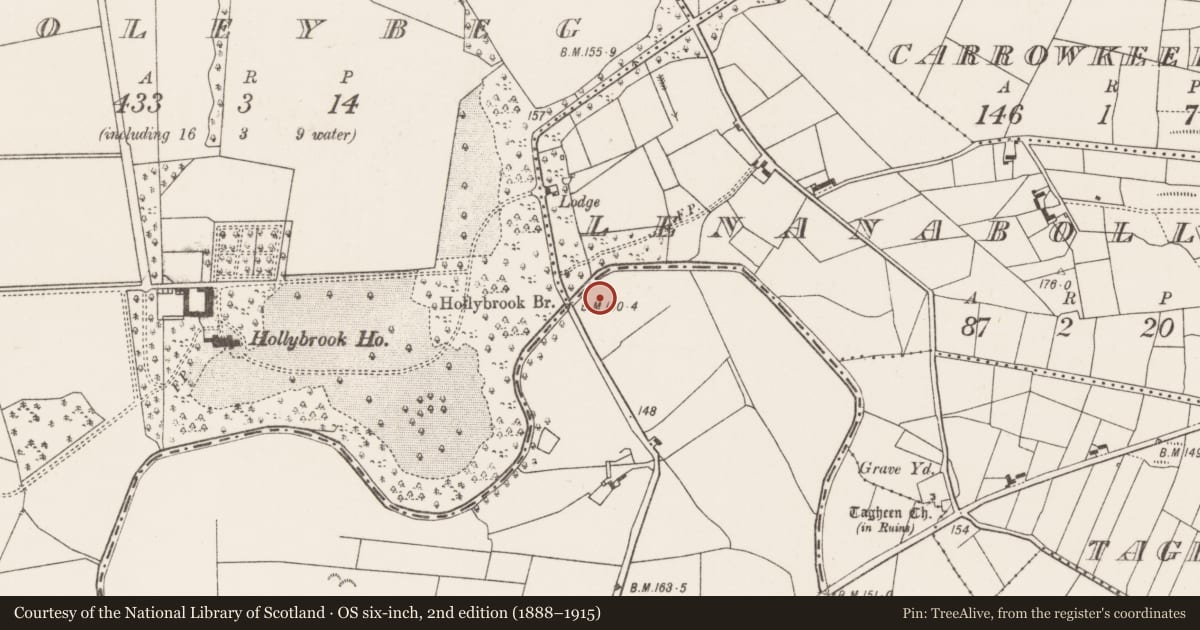 Ordnance Survey six-inch map, 2nd edition (1888–1915) covering the location of Earthwork, Pollaweela, County Mayo, with a pin at the register's coordinates