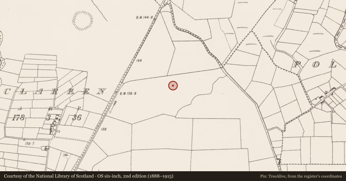 Ordnance Survey six-inch map, 2nd edition (1888–1915) covering the location of Earthwork, Knockalegan, County Mayo, with a pin at the register's coordinates