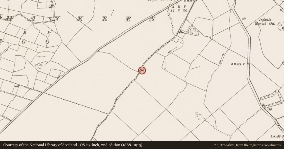 Ordnance Survey six-inch map, 2nd edition (1888–1915) covering the location of Enclosure, Killeenrevagh, County Mayo, with a pin at the register's coordinates