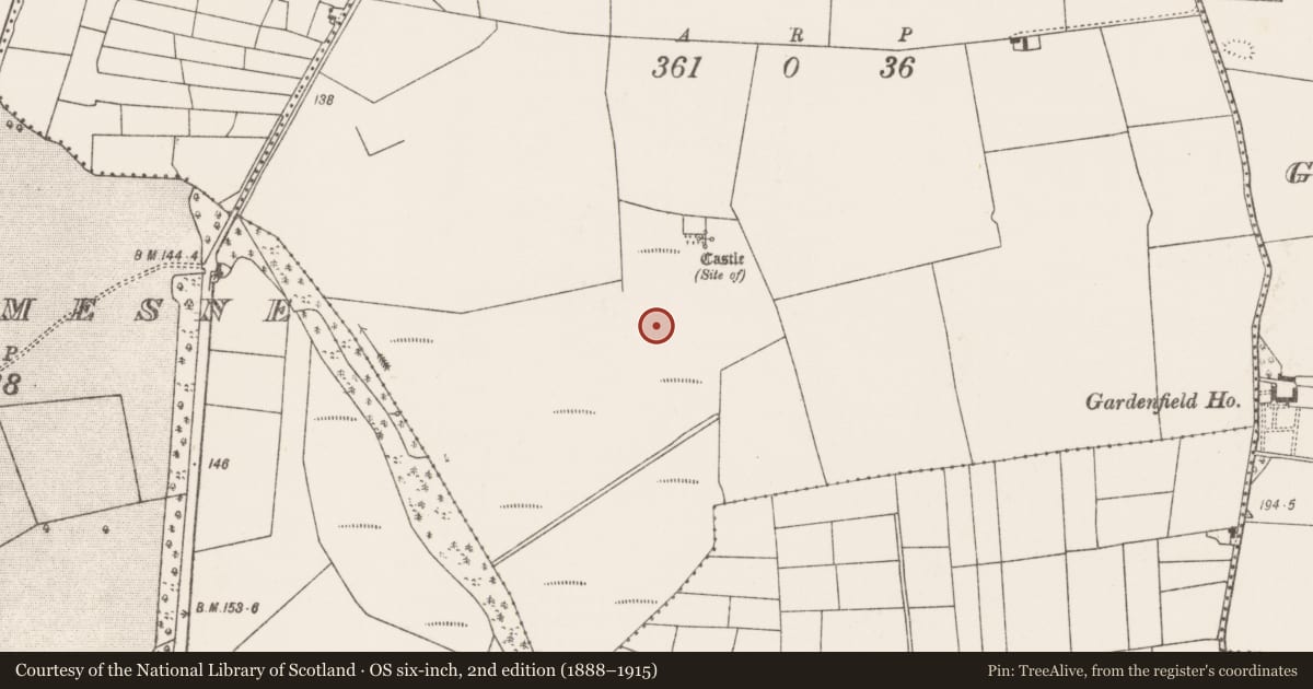 Ordnance Survey six-inch map, 2nd edition (1888–1915) covering the location of Burnt mound, Knockalegan, County Mayo, with a pin at the register's coordinates
