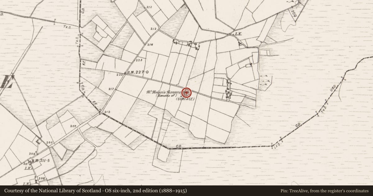 Ordnance Survey six-inch map, 2nd edition (1888–1915) covering the location of Megalithic tomb - wedge tomb, Feamore, County Mayo, with a pin at the register's coordinates
