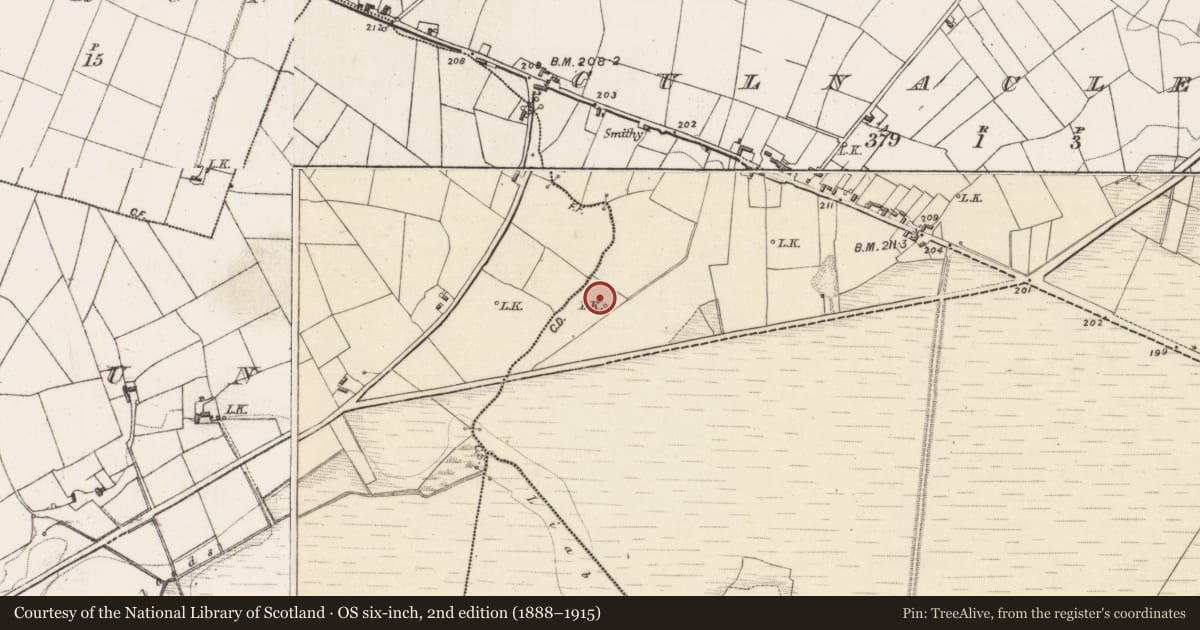 Ordnance Survey six-inch map, 2nd edition (1888–1915) covering the location of Mound, Culnacleha, County Mayo, with a pin at the register's coordinates