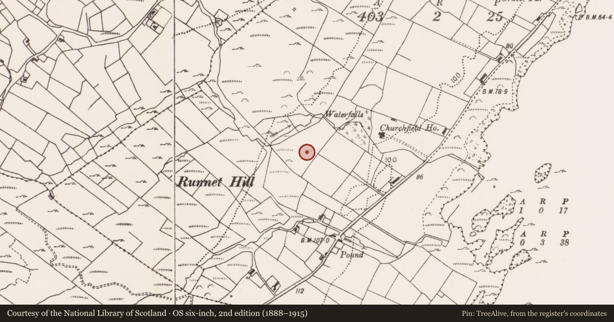 Ordnance Survey six-inch map, 2nd edition (1888–1915) covering the location of Mound, Páirc An Teampaill Íochtarach, County Mayo, with a pin at the register's coordinates