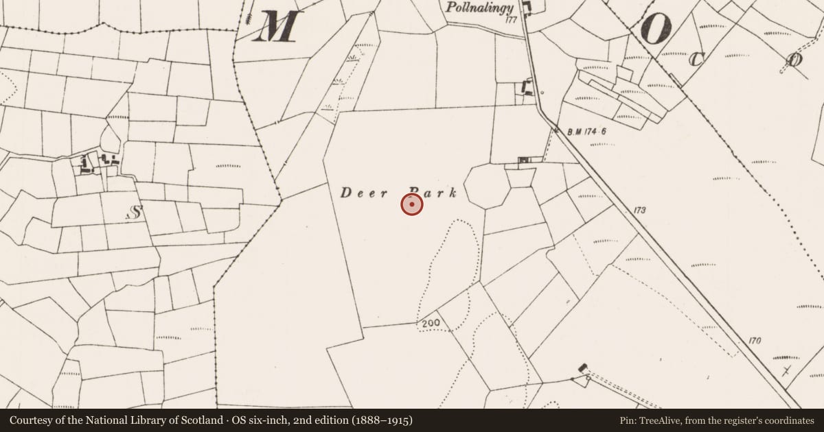 Ordnance Survey six-inch map, 2nd edition (1888–1915) covering the location of Deer park, Frenchgrove, County Mayo, with a pin at the register's coordinates