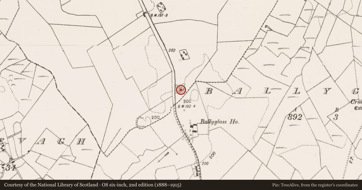 Ordnance Survey six-inch map, 2nd edition (1888–1915) covering the location of Ringfort - rath, Heath, County Mayo, with a pin at the register's coordinates