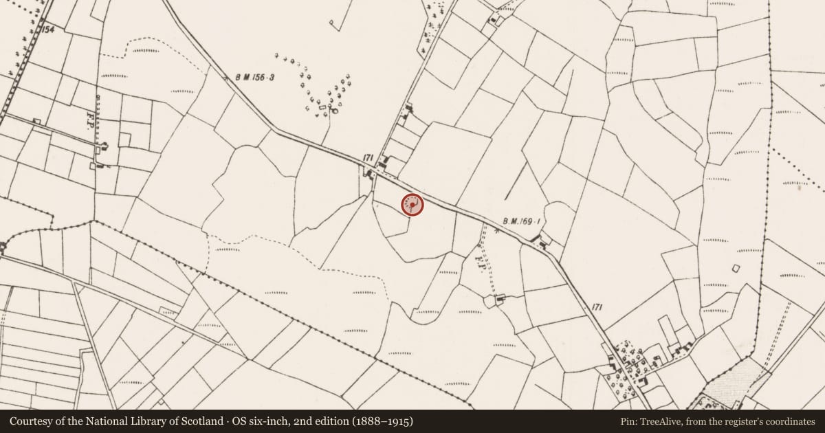 Ordnance Survey six-inch map, 2nd edition (1888–1915) covering the location of Enclosure, Roos, County Mayo, with a pin at the register's coordinates