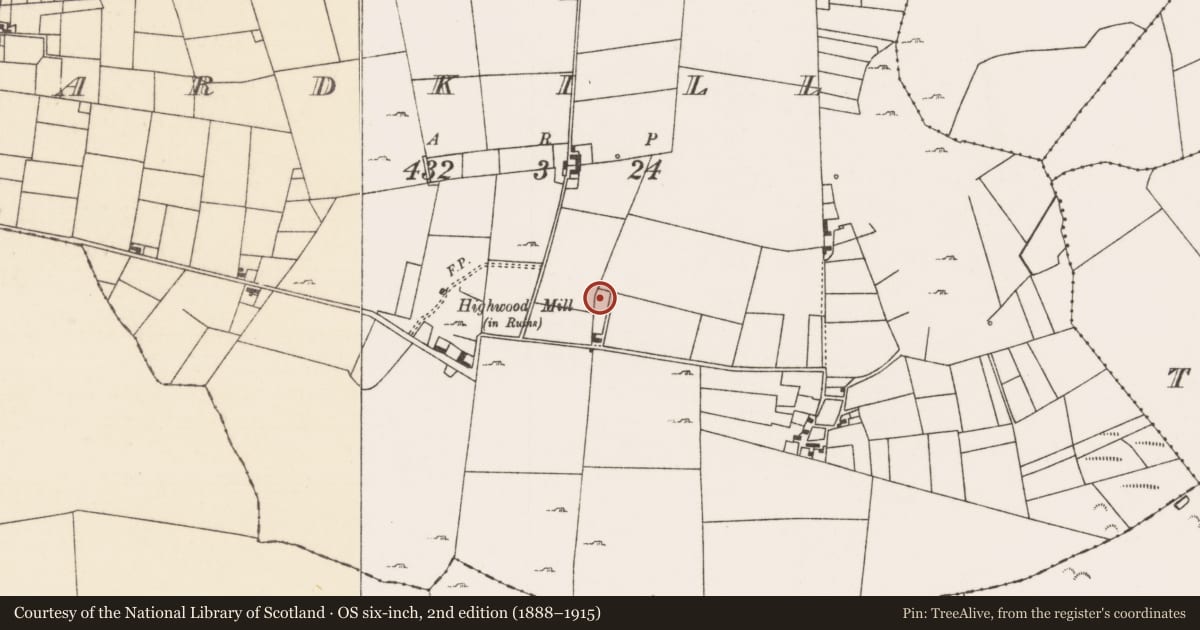 Ordnance Survey six-inch map, 2nd edition (1888–1915) covering the location of Souterrain, Ardkill, County Mayo, with a pin at the register's coordinates