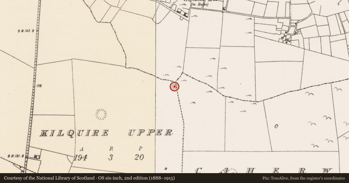 Ordnance Survey six-inch map, 2nd edition (1888–1915) covering the location of Enclosure, Caherwiclaun, County Mayo, with a pin at the register's coordinates