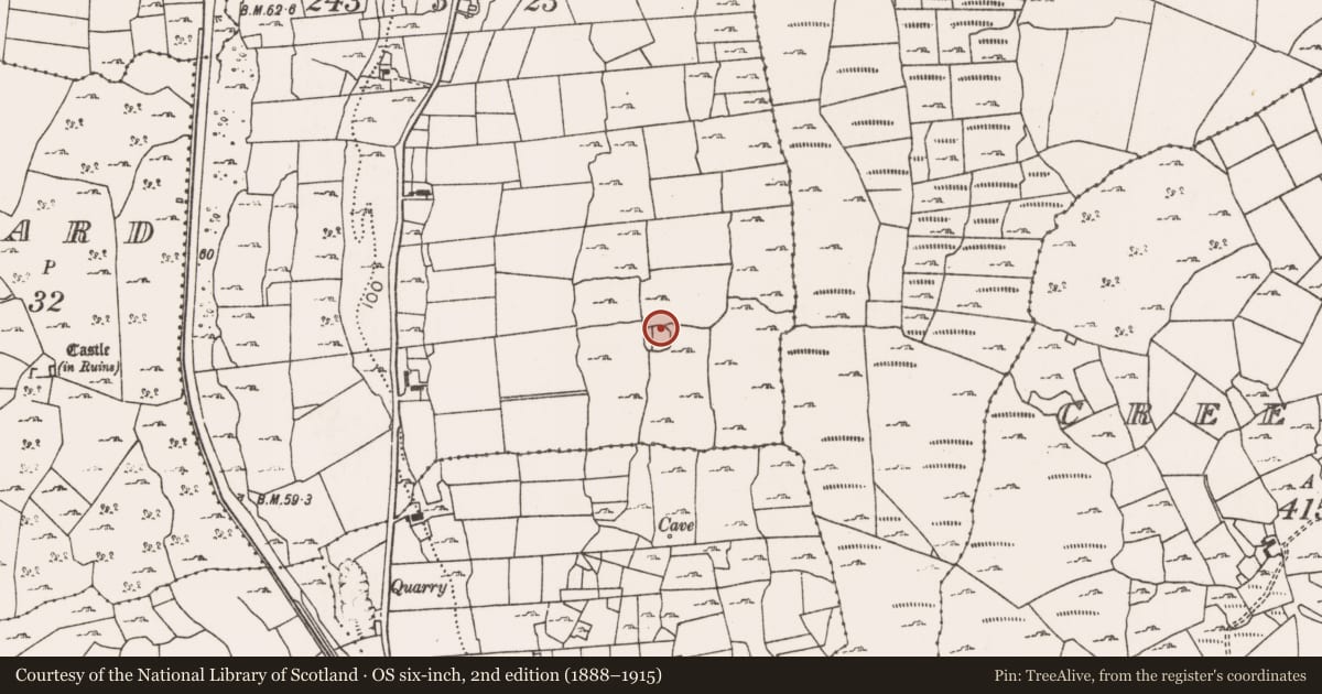 Ordnance Survey six-inch map, 2nd edition (1888–1915) covering the location of Enclosure, Drumsheel Lower, County Mayo, with a pin at the register's coordinates