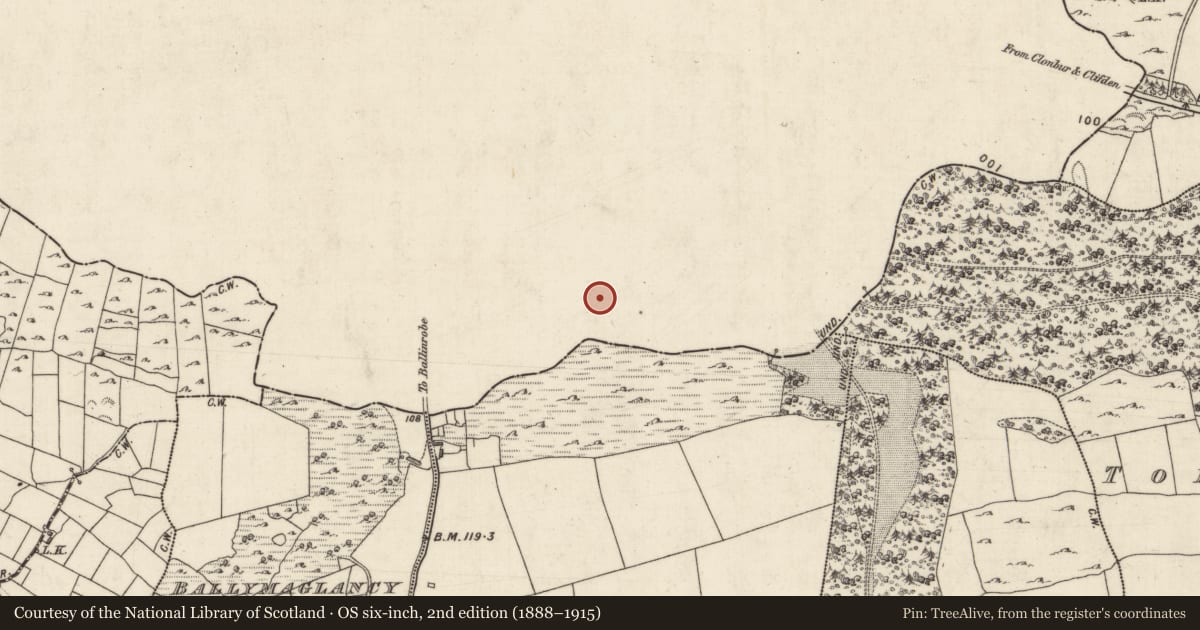 Ordnance Survey six-inch map, 2nd edition (1888–1915) covering the location of Burial, Gorteenroe, County Mayo, with a pin at the register's coordinates