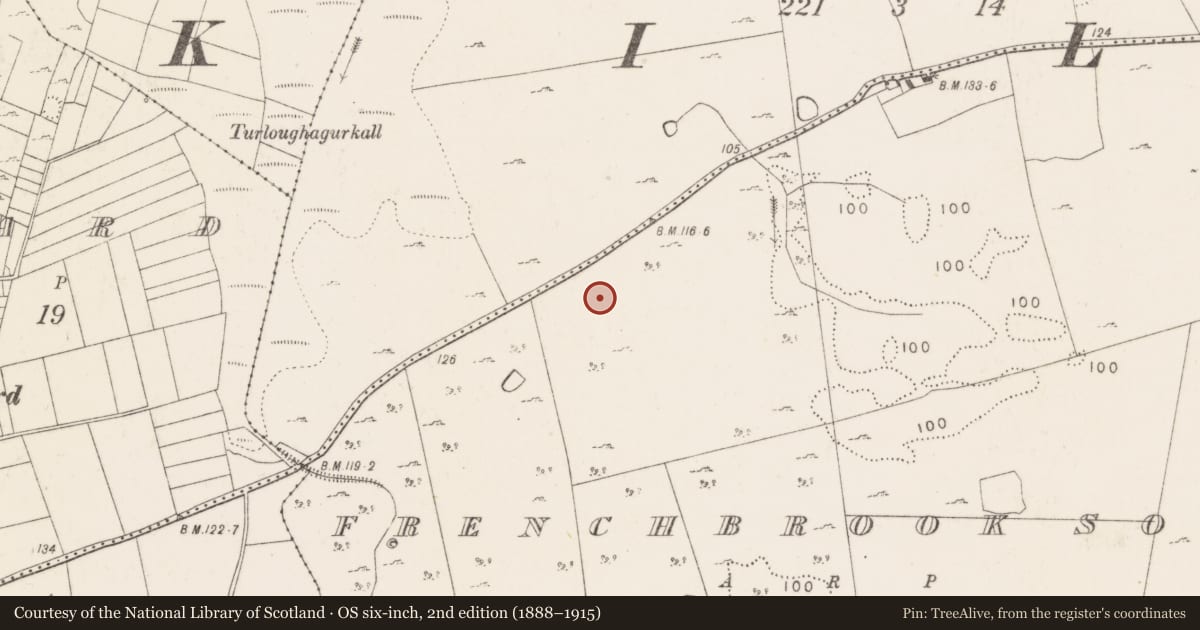 Ordnance Survey six-inch map, 2nd edition (1888–1915) covering the location of Barrow - unclassified, Frenchbrook South, County Mayo, with a pin at the register's coordinates