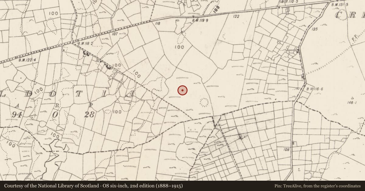 Ordnance Survey six-inch map, 2nd edition (1888–1915) covering the location of Enclosure, Cashlancran, County Mayo, with a pin at the register's coordinates