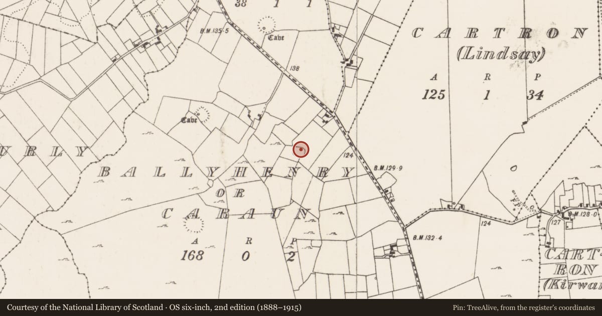 Ordnance Survey six-inch map, 2nd edition (1888–1915) covering the location of Enclosure, Ballyhenry Or Caraun, County Mayo, with a pin at the register's coordinates