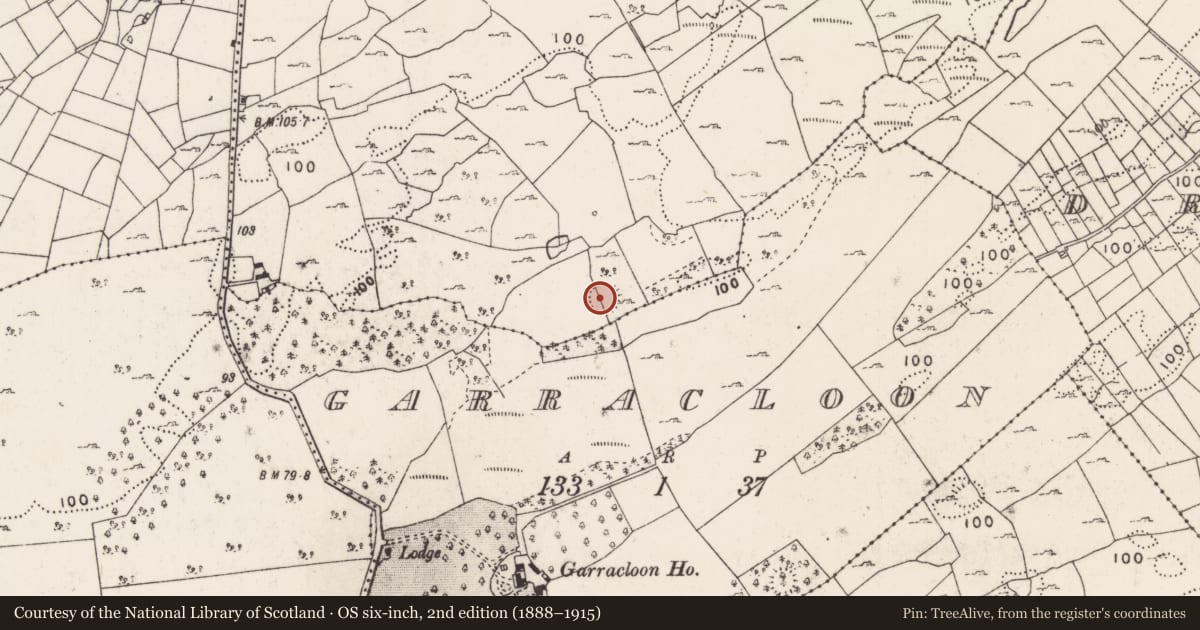 Ordnance Survey six-inch map, 2nd edition (1888–1915) covering the location of Enclosure, Kildun More, County Mayo, with a pin at the register's coordinates