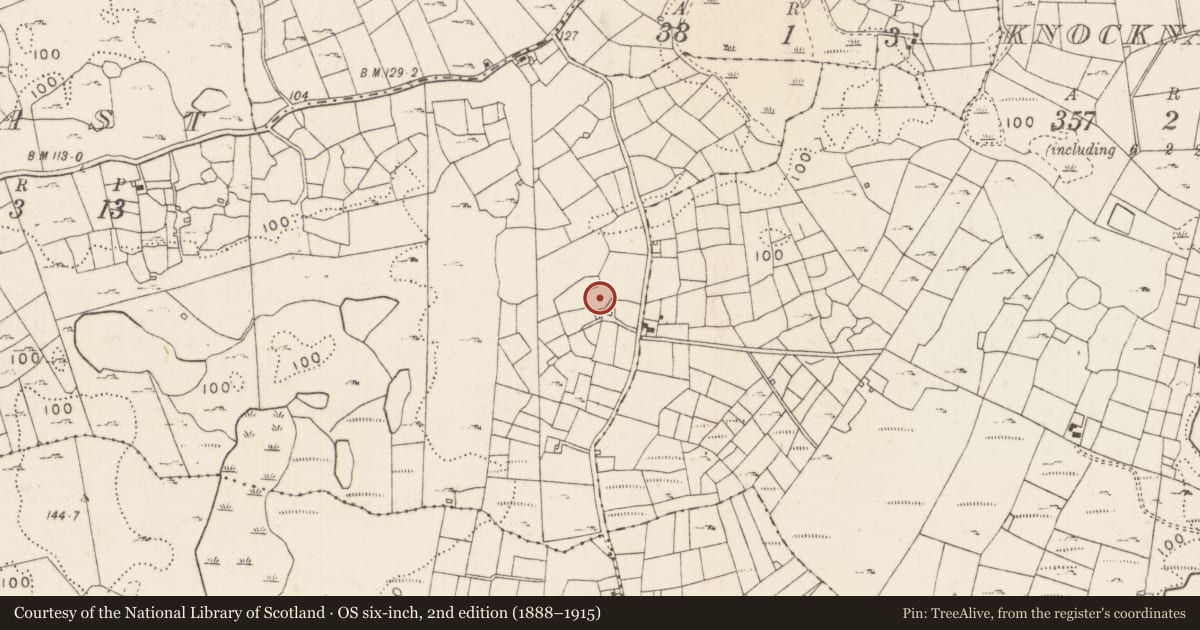 Ordnance Survey six-inch map, 2nd edition (1888–1915) covering the location of Ringfort - unclassified, Cross East, County Mayo, with a pin at the register's coordinates