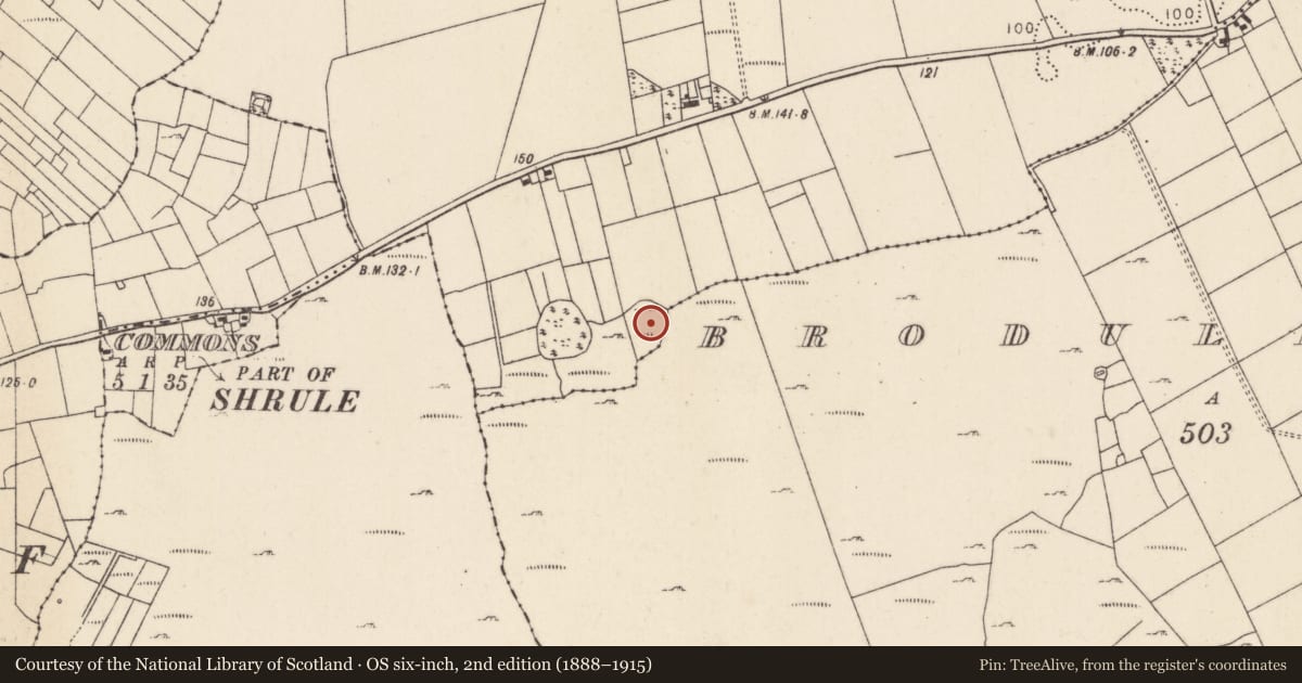 Ordnance Survey six-inch map, 2nd edition (1888–1915) covering the location of Enclosure, Cahernabrock, County Mayo, with a pin at the register's coordinates