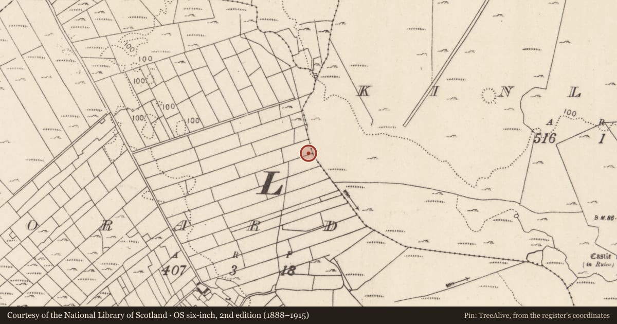 Ordnance Survey six-inch map, 2nd edition (1888–1915) covering the location of Burnt mound, Toorard, County Mayo, with a pin at the register's coordinates