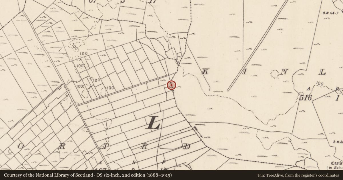 Ordnance Survey six-inch map, 2nd edition (1888–1915) covering the location of Burnt mound, Toorard, County Mayo, with a pin at the register's coordinates
