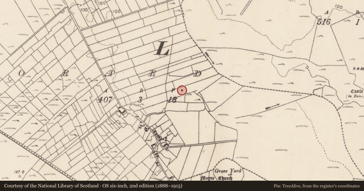 Ordnance Survey six-inch map, 2nd edition (1888–1915) covering the location of Burnt mound, Toorard, County Mayo, with a pin at the register's coordinates
