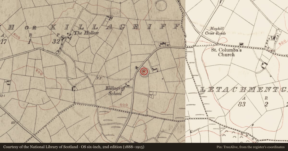 Ordnance Survey six-inch map, 2nd edition (1888–1915) covering the location of Ringfort - rath, Corgreagh Or Killagriff, County Meath, with a pin at the register's coordinates