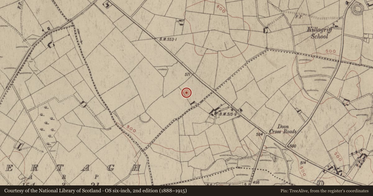 Ordnance Survey six-inch map, 2nd edition (1888–1915) covering the location of Ringfort - rath, Corgreagh Or Killagriff, County Meath, with a pin at the register's coordinates