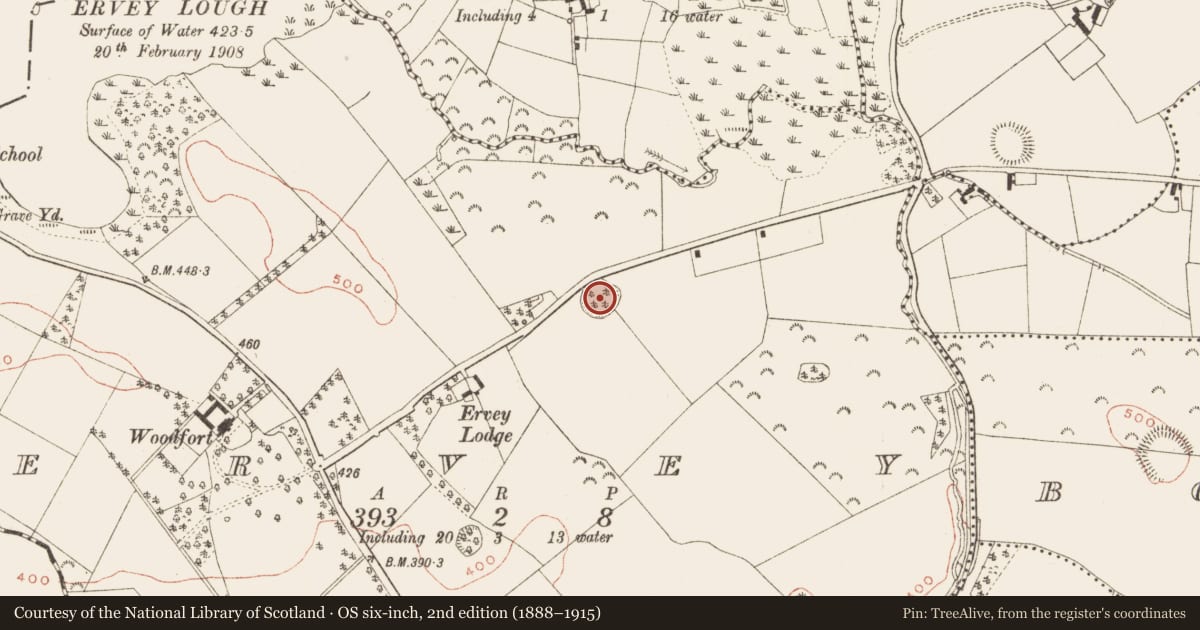Ordnance Survey six-inch map, 2nd edition (1888–1915) covering the location of Ringfort - rath, Ervey, County Meath, with a pin at the register's coordinates