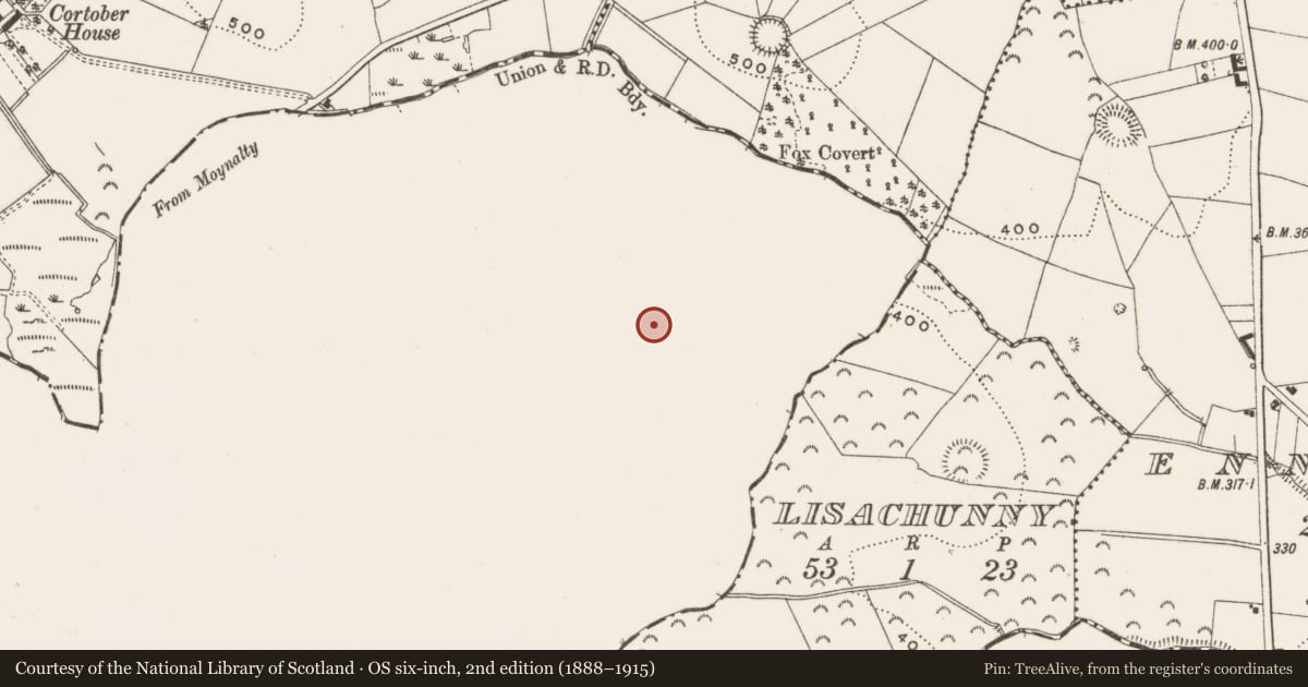 Ordnance Survey six-inch map, 2nd edition (1888–1915) covering the location of Ringfort - rath, Corrakeeran, County Meath, with a pin at the register's coordinates