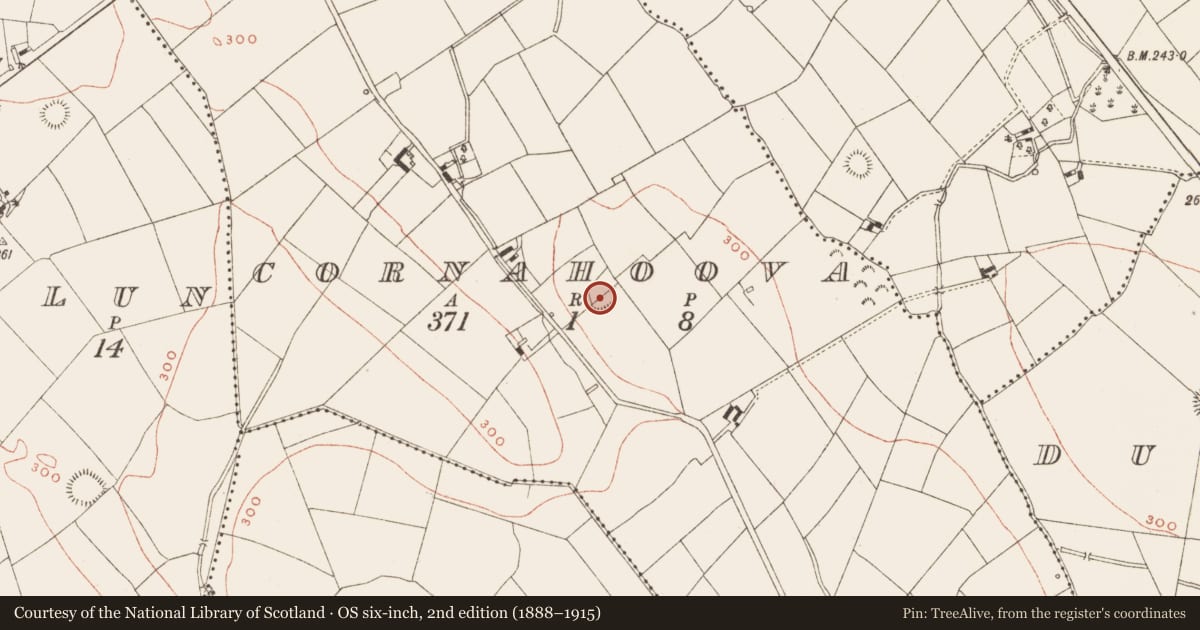 Ordnance Survey six-inch map, 2nd edition (1888–1915) covering the location of Ringfort - rath, Cornahoova, County Meath, with a pin at the register's coordinates