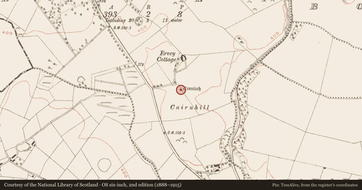 Ordnance Survey six-inch map, 2nd edition (1888–1915) covering the location of Megalithic tomb - portal tomb, Ervey, County Meath, with a pin at the register's coordinates