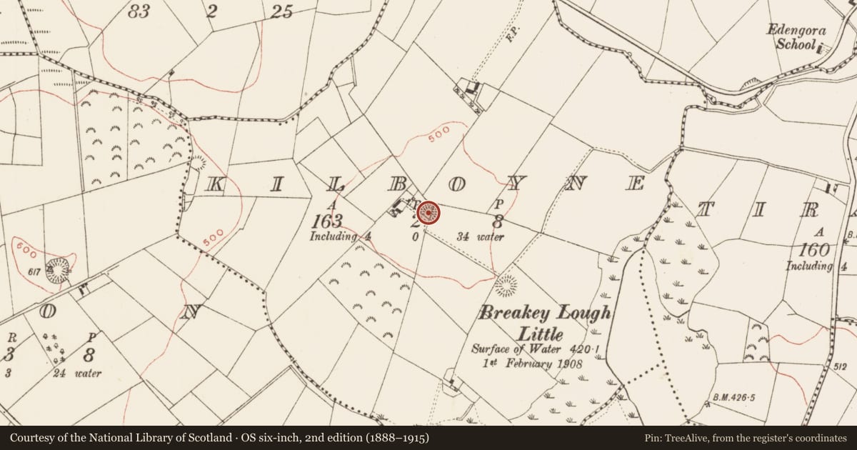 Ordnance Survey six-inch map, 2nd edition (1888–1915) covering the location of Ringfort - rath, Kilboyne, County Meath, with a pin at the register's coordinates