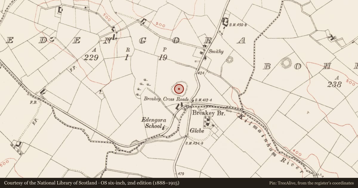 Ordnance Survey six-inch map, 2nd edition (1888–1915) covering the location of Enclosure - large enclosure, Edengora, County Meath, with a pin at the register's coordinates