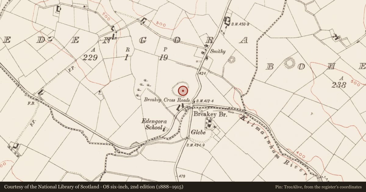 Ordnance Survey six-inch map, 2nd edition (1888–1915) covering the location of Enclosure, Edengora, County Meath, with a pin at the register's coordinates