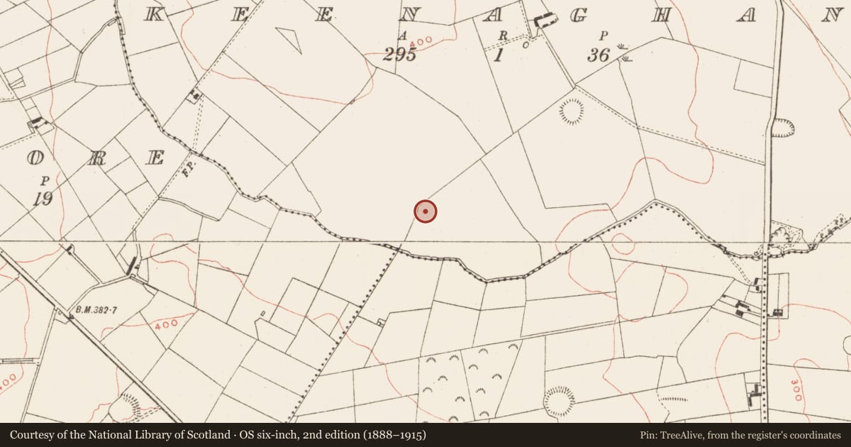 Ordnance Survey six-inch map, 2nd edition (1888–1915) covering the location of Ringfort - rath, Keenaghan, County Meath, with a pin at the register's coordinates
