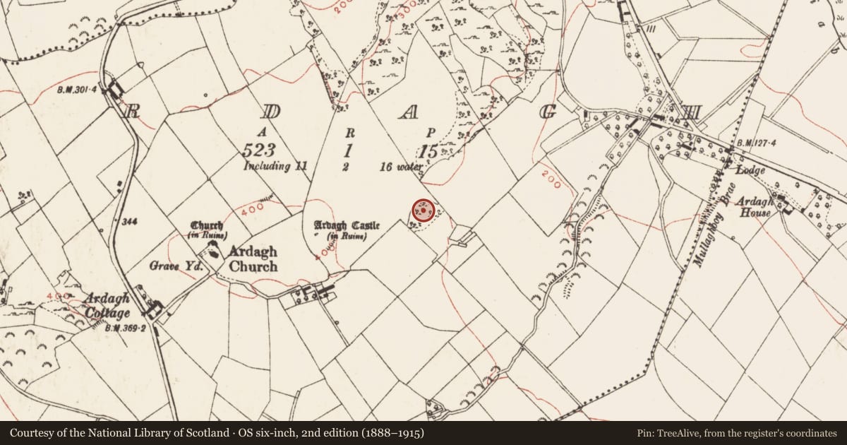 Ordnance Survey six-inch map, 2nd edition (1888–1915) covering the location of Ringfort - rath, Ardagh, County Meath, with a pin at the register's coordinates