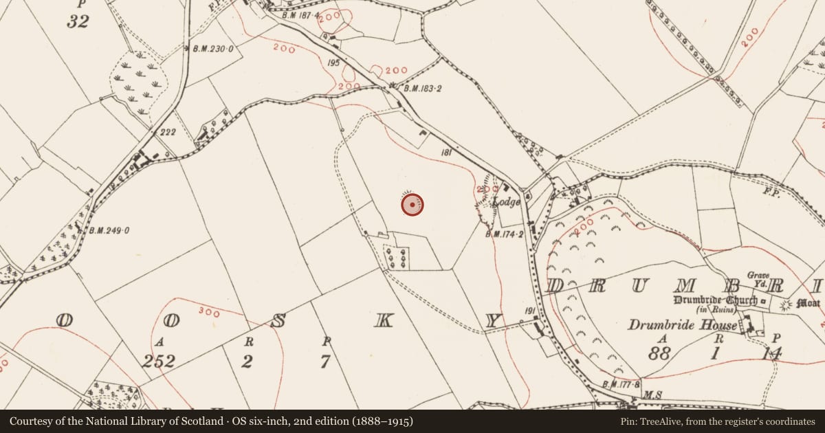 Ordnance Survey six-inch map, 2nd edition (1888–1915) covering the location of Ringfort - rath, Roosky, County Meath, with a pin at the register's coordinates