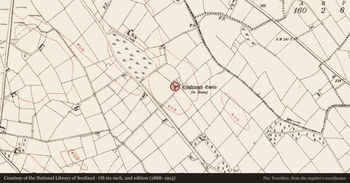 Ordnance Survey six-inch map, 2nd edition (1888–1915) covering the location of House - indeterminate date, Cloghreagh, County Meath, with a pin at the register's coordinates