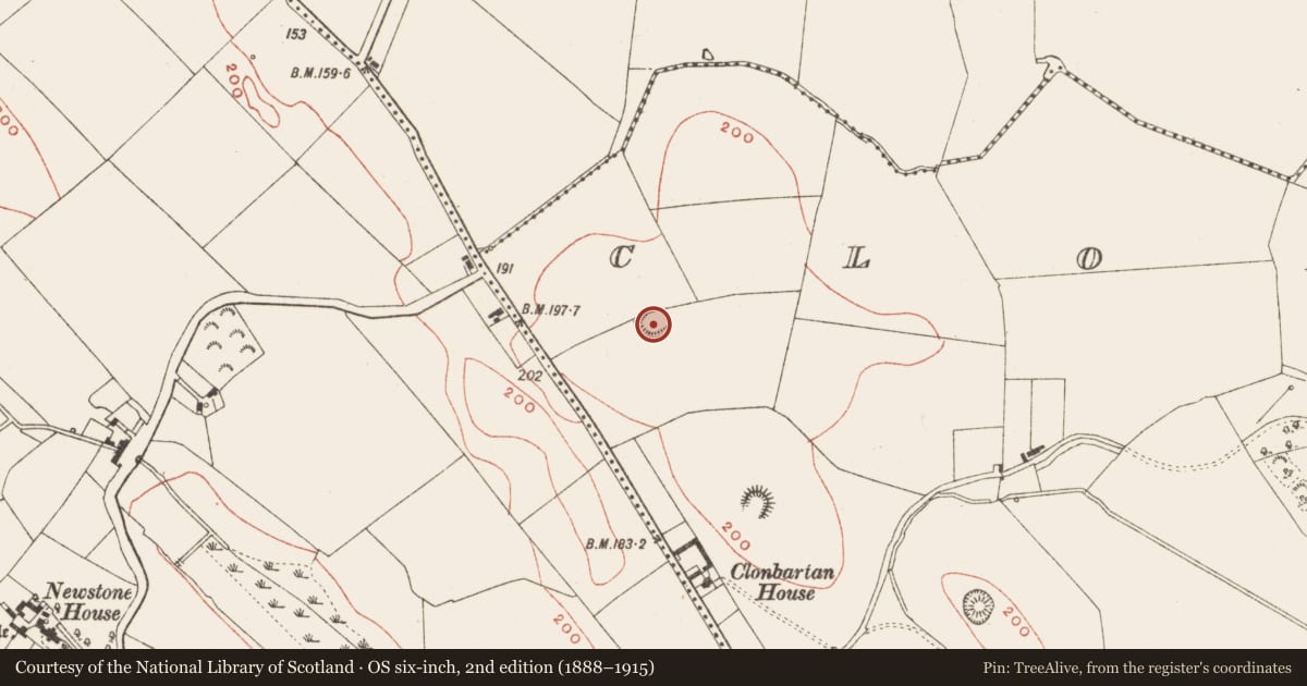Ordnance Survey six-inch map, 2nd edition (1888–1915) covering the location of Ringfort - rath, Clonbartan, County Meath, with a pin at the register's coordinates