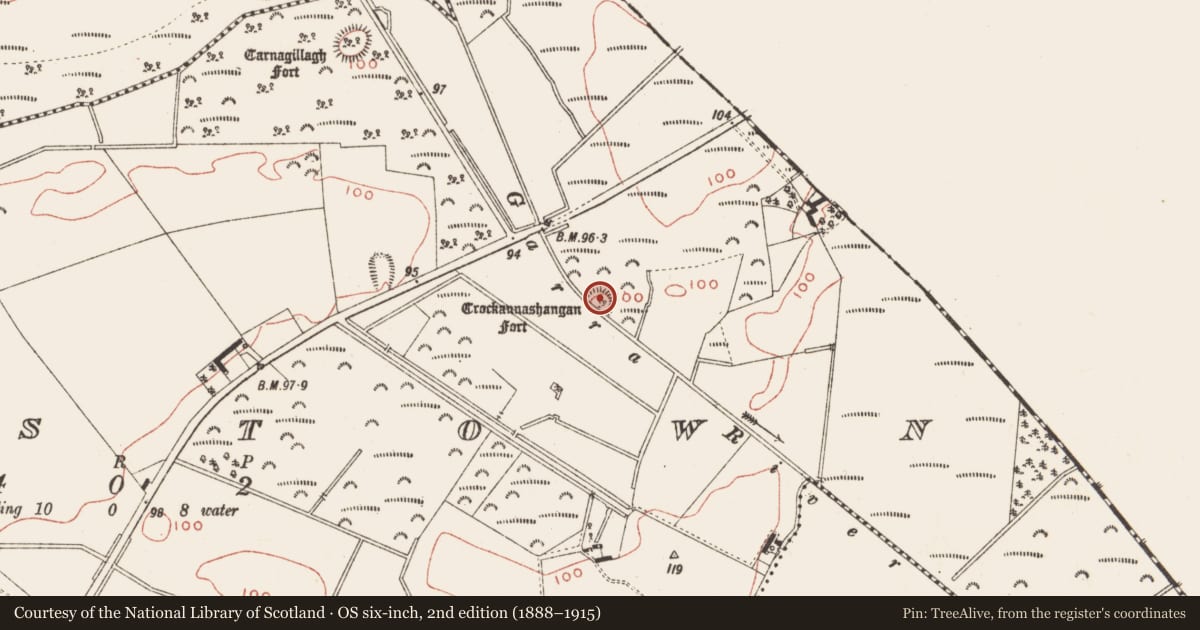 Ordnance Survey six-inch map, 2nd edition (1888–1915) covering the location of Earthwork, Corstown, County Meath, with a pin at the register's coordinates